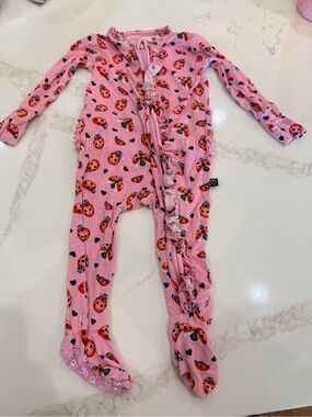 Bamboo Pink Ladybug Ruffle Zip One-Piece for Kids - Lev baby